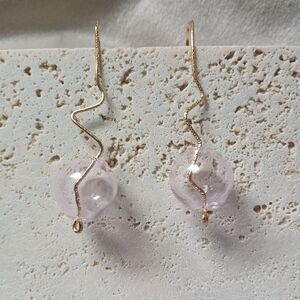 Elegant Gold and Pink Dangle Earrings